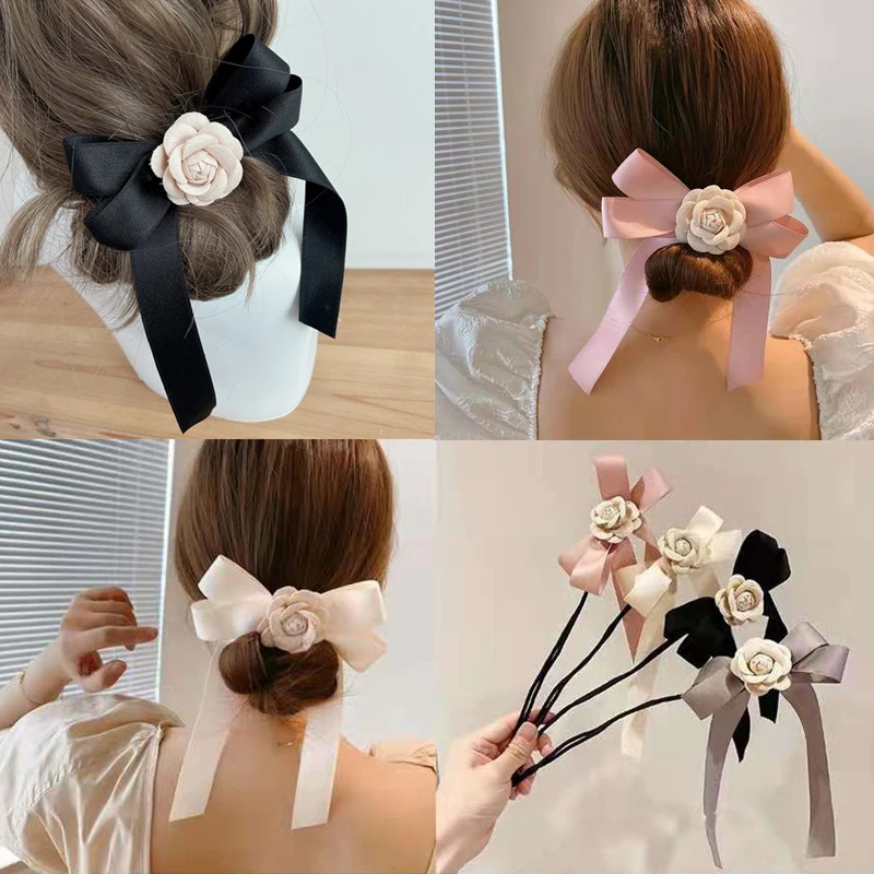 Women Easy Hair Bun Maker Floral Pearl Donut Updo Hair Stick DIY Plate Hair Tie Bendable Hairband Chignon Hair Accessories Gift