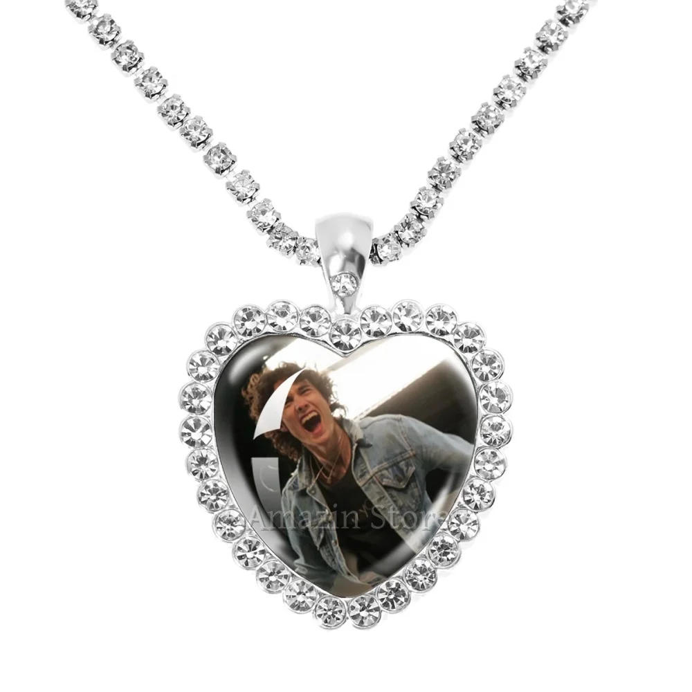 Heart Diamond Necklace British Indie Rock Pop Singer Sombr for I Back To Friends Accessories 25mm Pendant Fans Gifts JD037