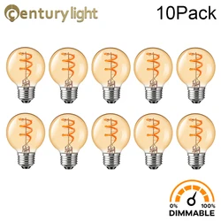 Vintage Edison Led Bulb G50 3W Spiral Filament E27 Base Ball Lamp 2200K Warm Yellow Amber Glass Globe Flexible Bulb for Pendant