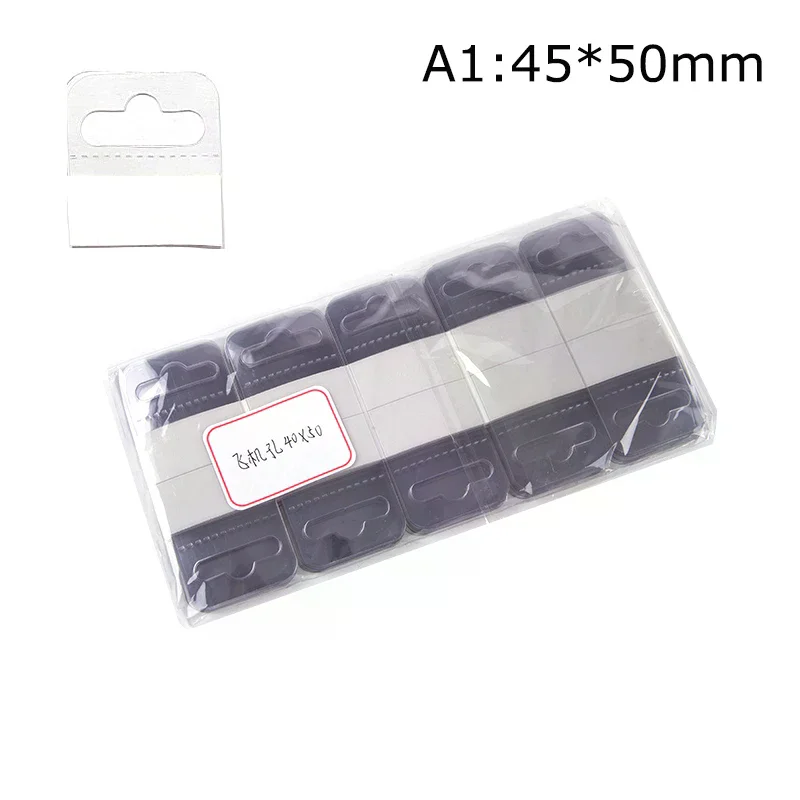 100pcs PVC Slot Hole Adhesive Hang Tags Hook Merchandise Box Bag Hangers Display