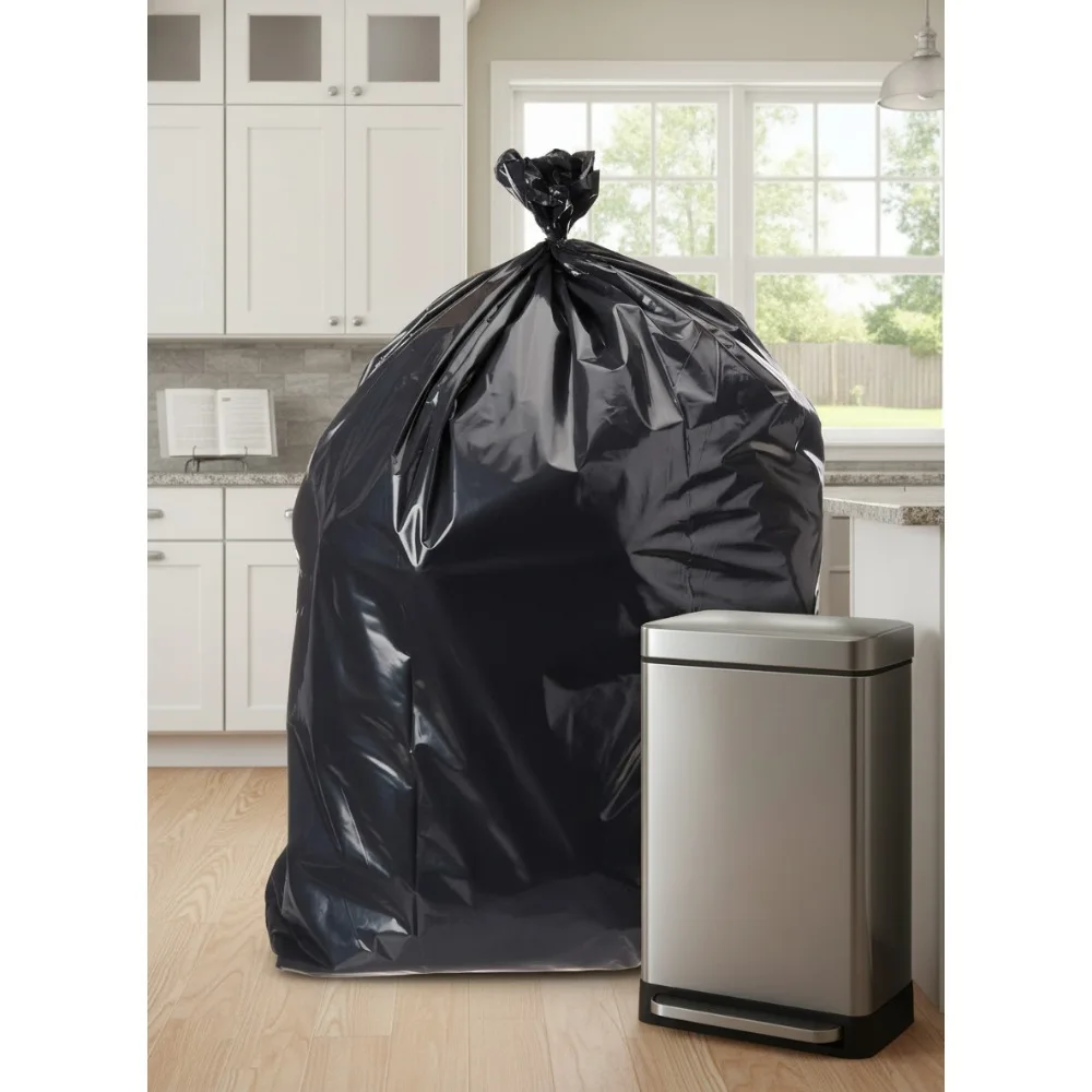 

23 Gallon Slim Trash Bags - Durable Black Plastic, 150 Count, 1.1 Mil Thick for Commercial Use