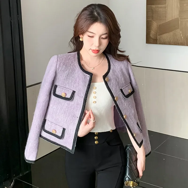 

High Street French Elegant Small Fragrance Short Jacket For Women Fall Winter Korean Fashion Fried Street Coats Sweet Outerwear