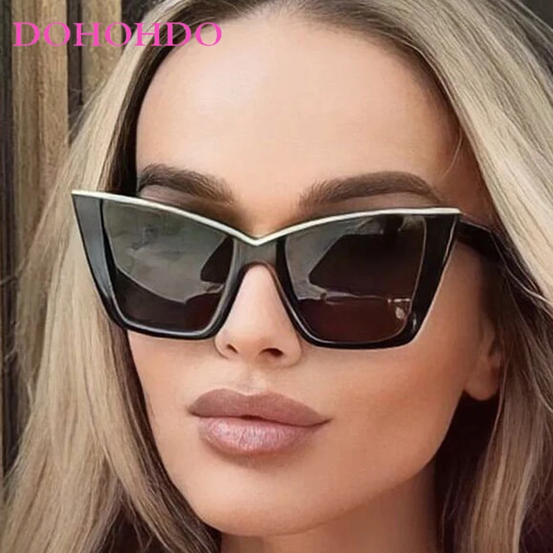

Y2K Fashion Cat Eye Sunglasses Women Men 2025 Vintage Luxury Brand Designer Big Eyewear Ladies Shades UV400 Trending Sun Glasses