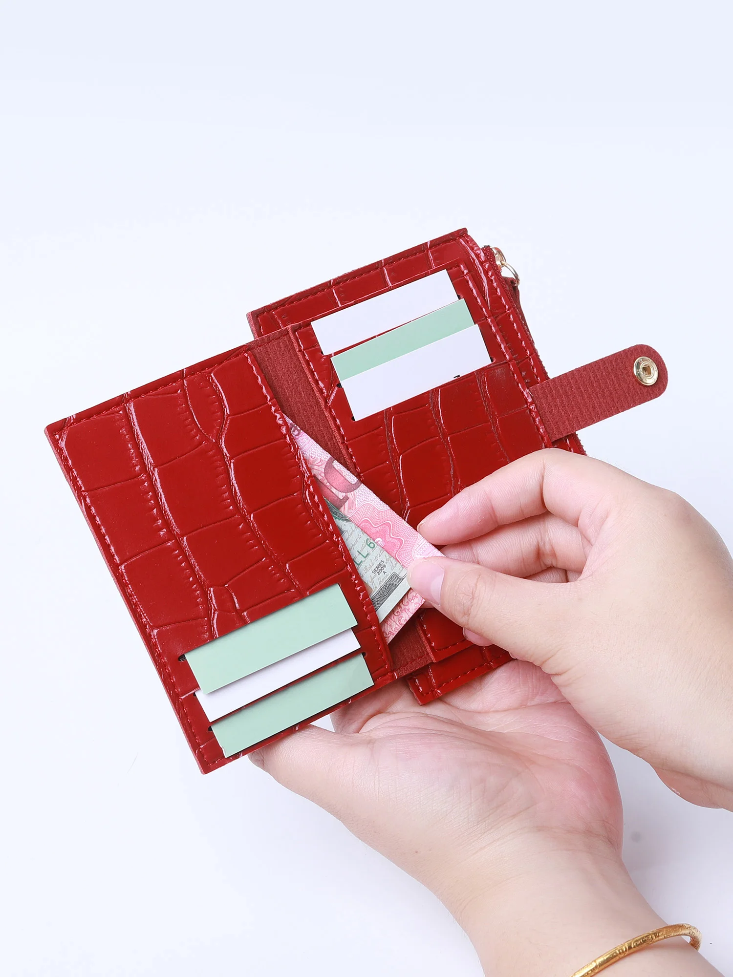 Mini Minimalistischer PU-Leder Kartenhalter für Damen, Stilvolles Krokodilmuster, Kreditkartenhalter, Kleine und Tragbare Geldbörse mit Reißverschluss – Detail 8