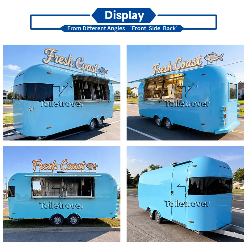 Luxury Trend Smoothie Food Truck Outdoor Open Fast Food Trailer Fully Equipped Food Truck Trailer with Umbrella