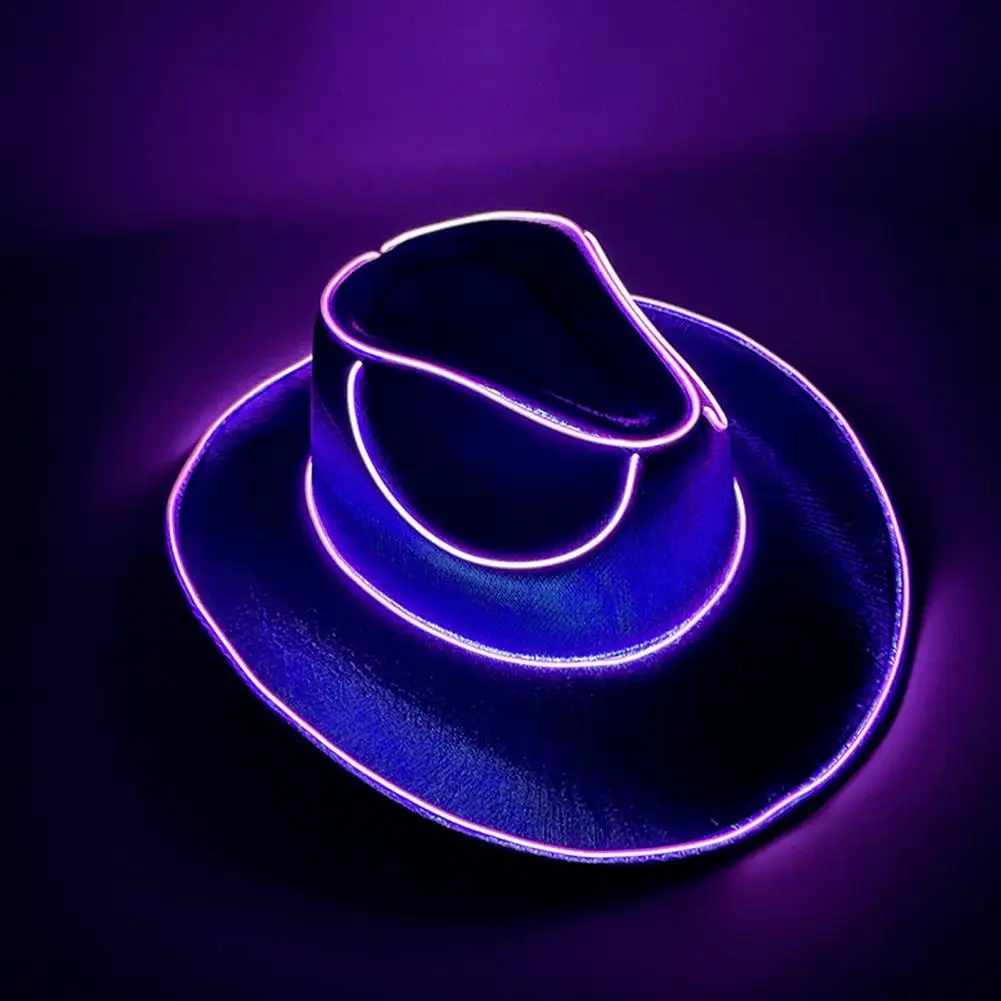 Hip-hop Cowboy Hat Led Glowing Cowgirl Hat for Bachelorette Party Wireless Disco Western Cowboy Cap with Neon Lights Hop Style