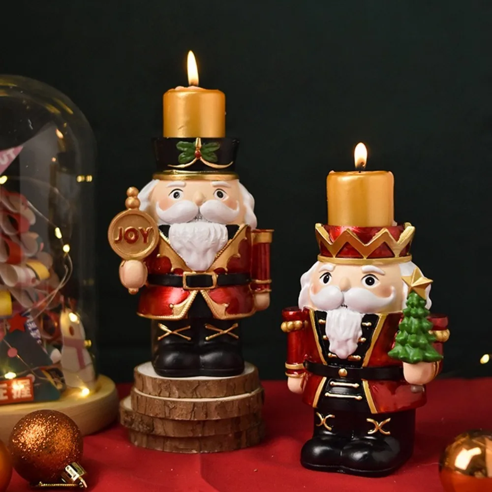 Spoof Resin Christmas Nutcracker Candlestick Desktop Decoration Candle Holder Calcifer Candlestick