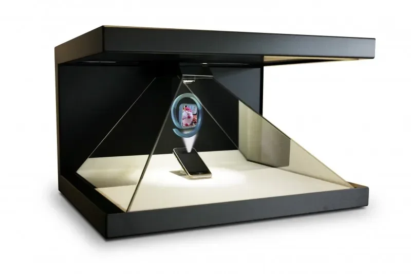 Incrível caixa de holograma 3D full HD de 22 polegadas e 3 lados Dreamoc Hologram Showcase vem com Flight Case