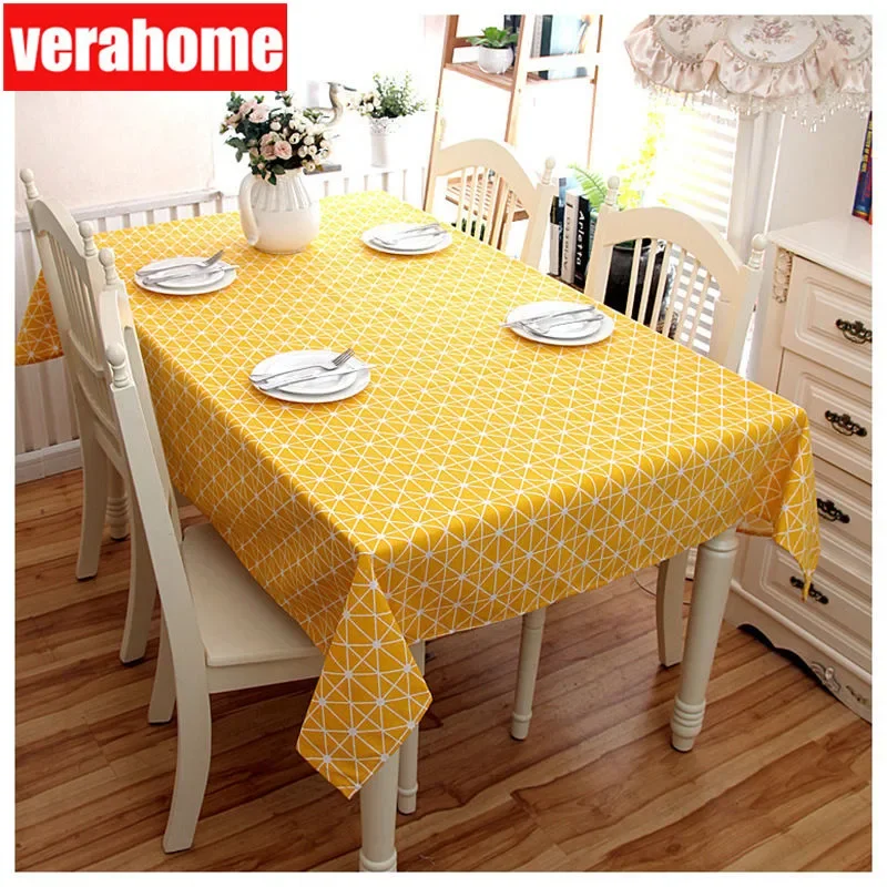 

Modern Yellow Geometric Chessboard Rectangular Tablecloth Gray Trapezoidal Background Kitchen Party Table Cloth