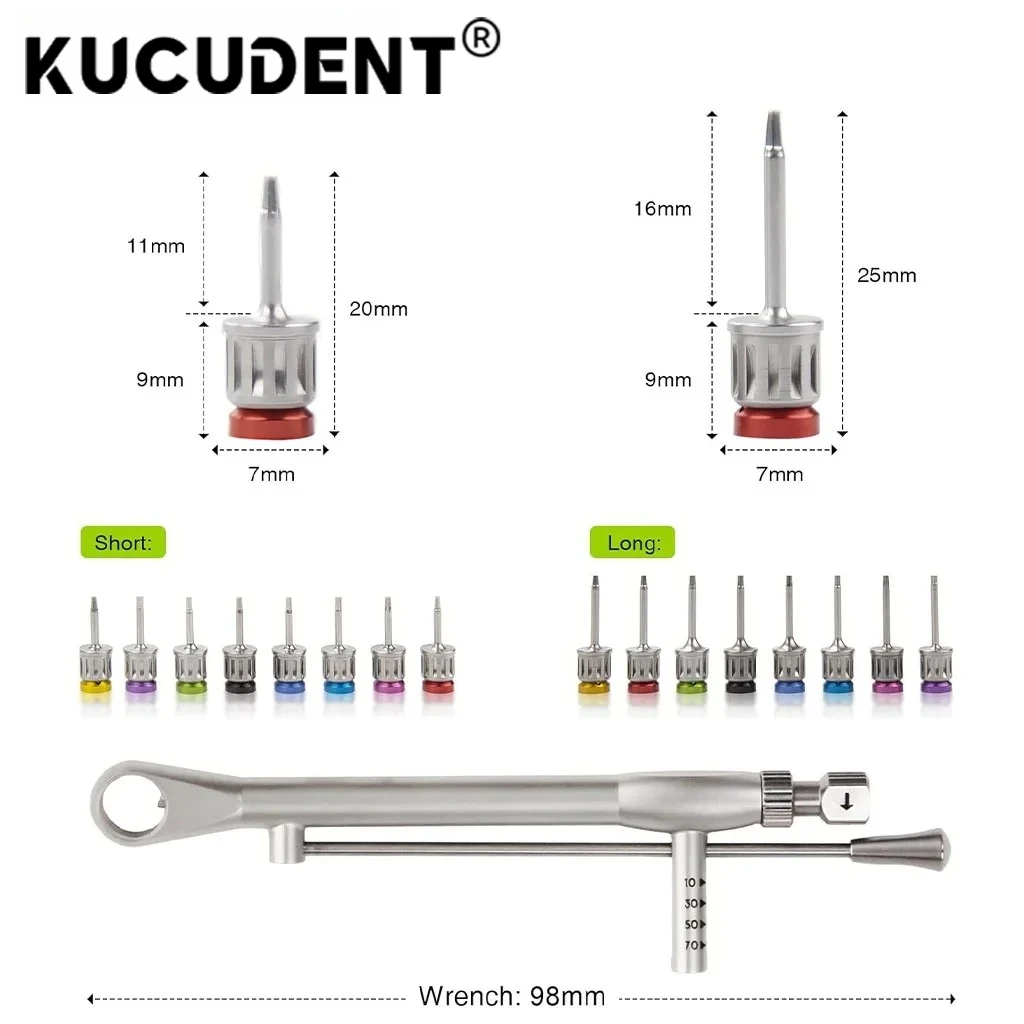 مجموعة أدوات ترميم زرع الأسنان الملونة مفتاح العزم مفك البراغي مجموعة سائق السقاطة العالمي للإصلاح الاصطناعي