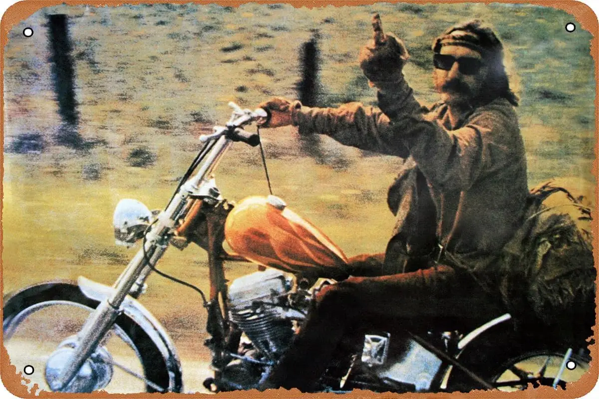 Letrero de Metal de aspecto Vintage para cafetería, Bar, hombre, cueva, garaje, decoración de pared del hogar, letrero de hojalata Retro de la película de Dennis Hopper Easy Rider