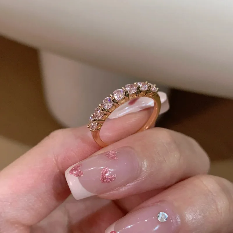

VENTFILLE 925 Sterling Silver Geometry Classic Zircon Rings For Women Rose Gold Wedding Sweet Jewelry Gift Dropshipping