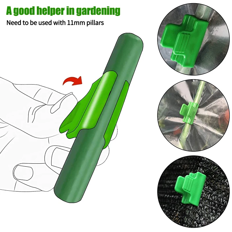 Greenhouse Clamps Clips Film Row Cover Netting Tunnel Hoop Clip Shading Net Rod Clip Plant Extension Support  8/11/16/19mm