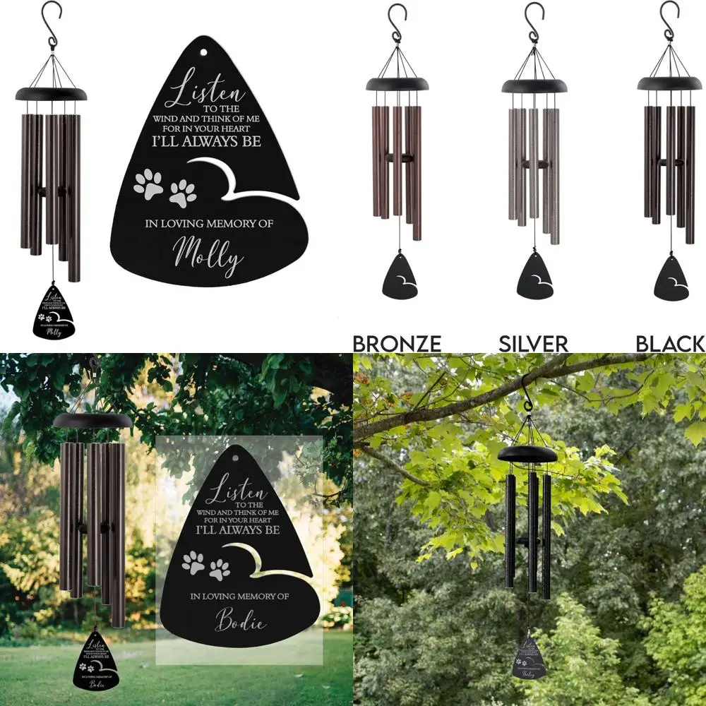 

customized 21-inch bronze wind chime: honor your beloved pet's memory