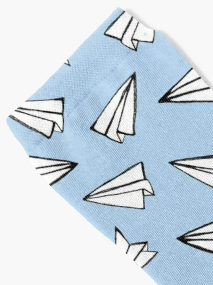 Paper Planes in Blue Socks retro bright garter Sports christmass gift Man Socks Women's