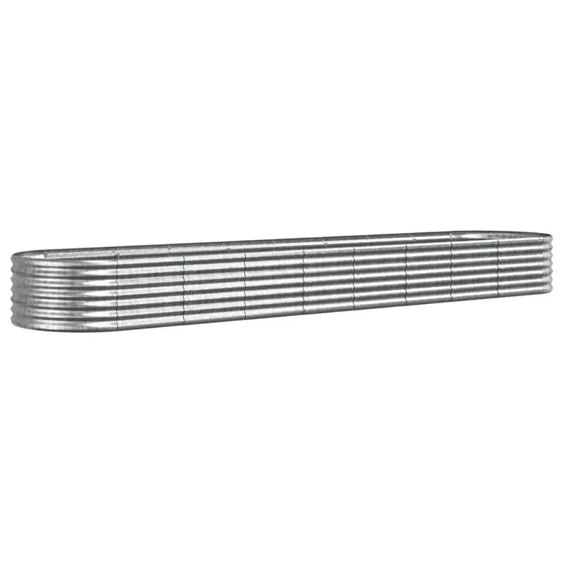 Outdoor-Pflanzkasten für Terrasse und Balkon, robuste Metallkonstruktion, Hochbeet aus verzinktem Stahl, 368x80x36 cm, silberfarben