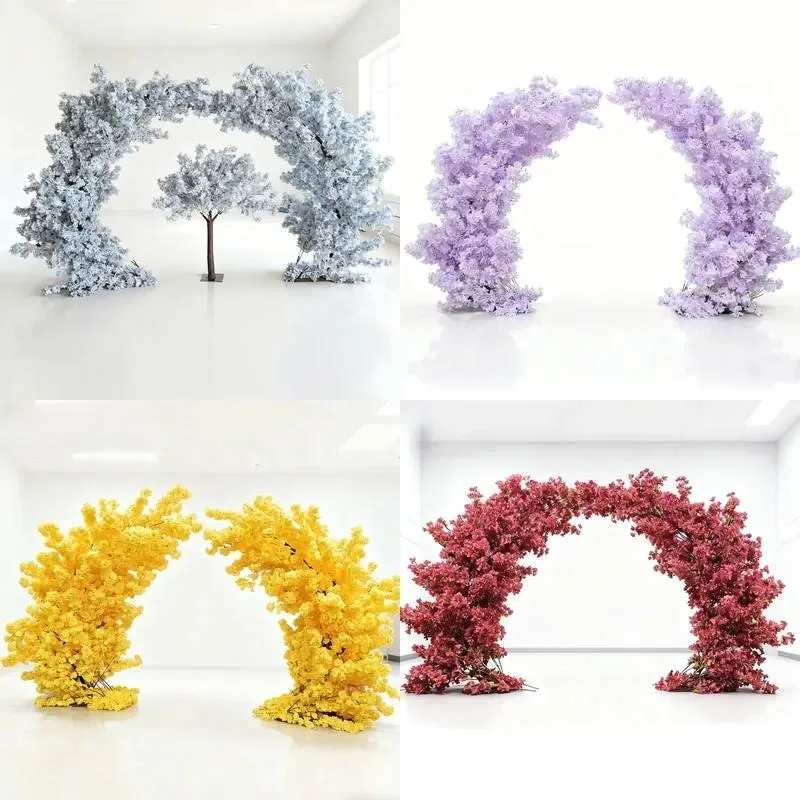 200cm Artificial Cherry Blossom Arch Wedding Decoration Stage Background Heart Shaped Fake Flower Props