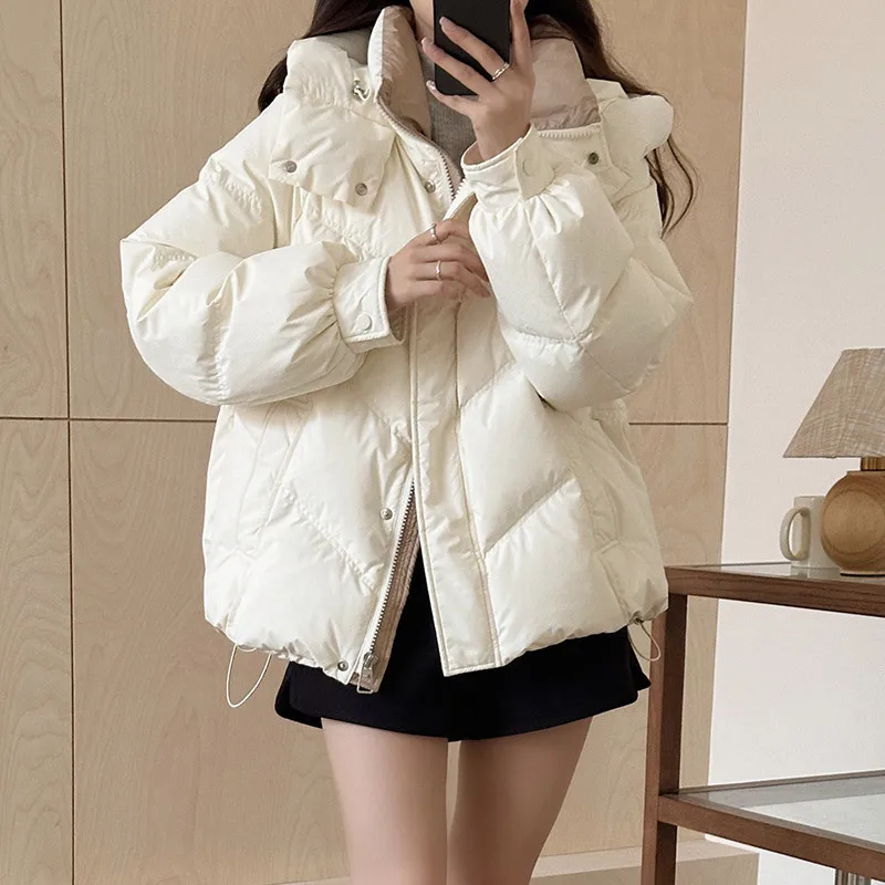 New Winter 2024 Women's Jacket Cotton Coat Hooded Short Tall Thickened Anti Cold Wave