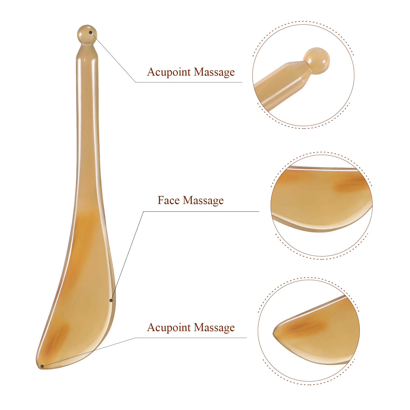 Beaupretty ธรรมชาติ Gua Sha แผ่น Horn BOARD Gua Sha เครื่องมือขูดเครื่องมือนวดสําหรับบํารุงผิวหน้า Horn Scraping BOARD