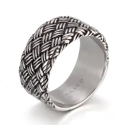 Fongten Braided Texture Rings For Men Women Stainless Steel Finger Male Rings Hip Hop Silver Color Jewlery