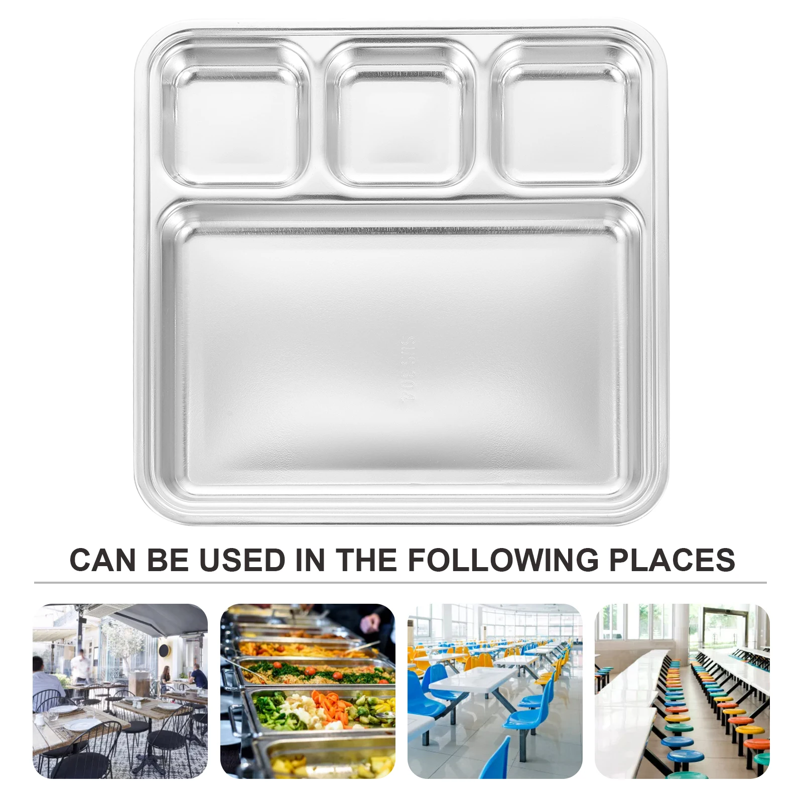 

Stainless Steel Divided Plate Food Serving Platter Veggie Tray Healthy Material Safe To Use Kitchen Barware Set