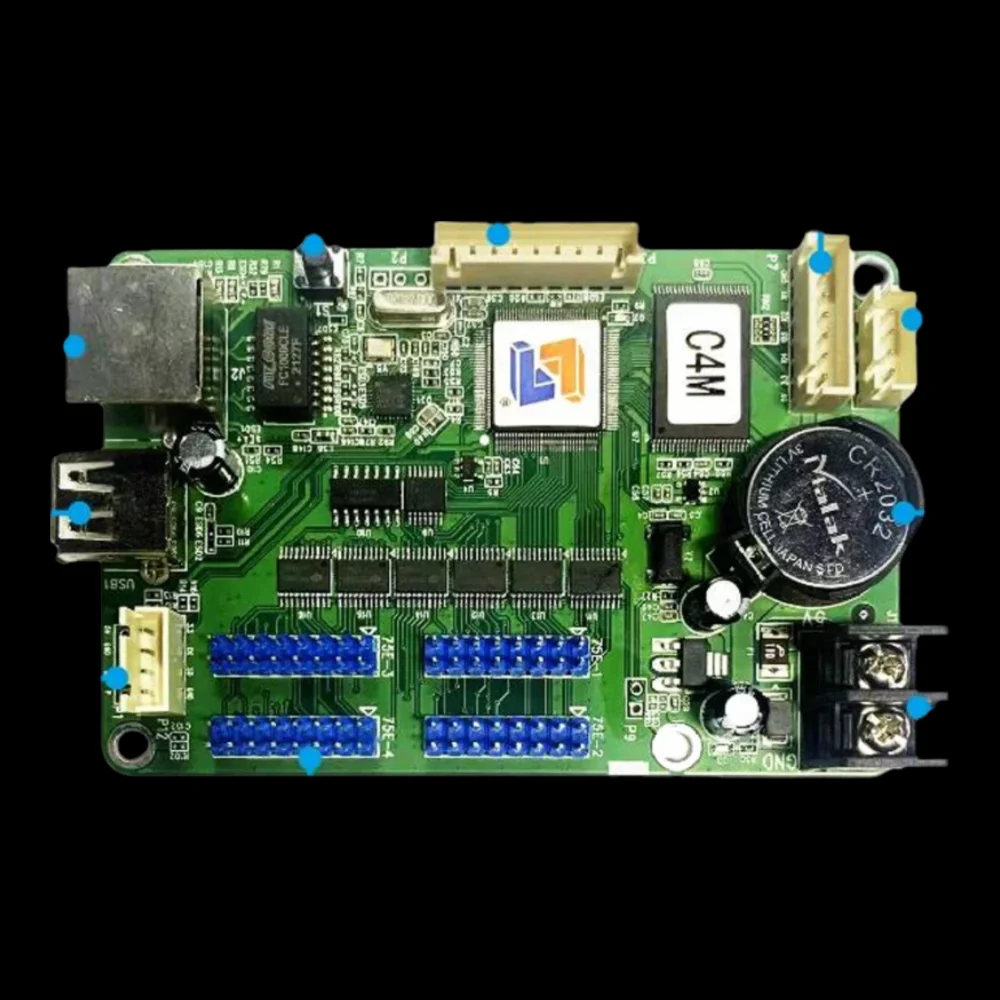 LED Display Control Card C4M 128M 100M Network Full Color Support 4 Layer Effects Temp Humidity Sensor