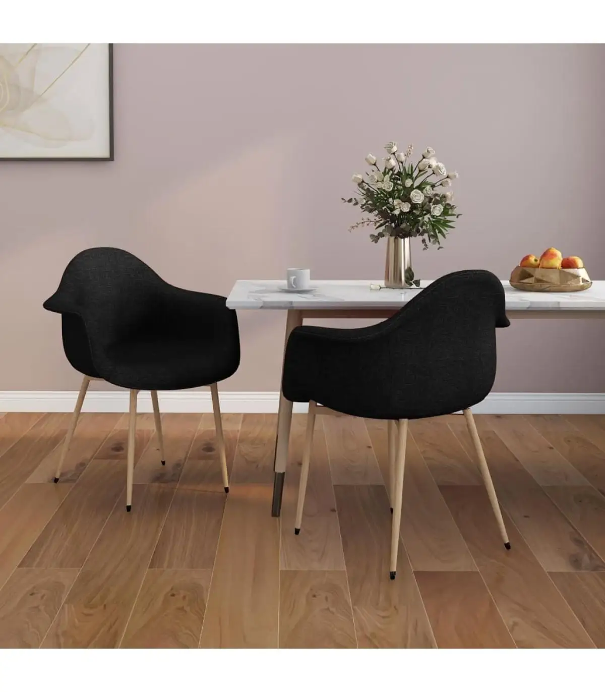 Dining chairs dining chairs 2 units black fabric