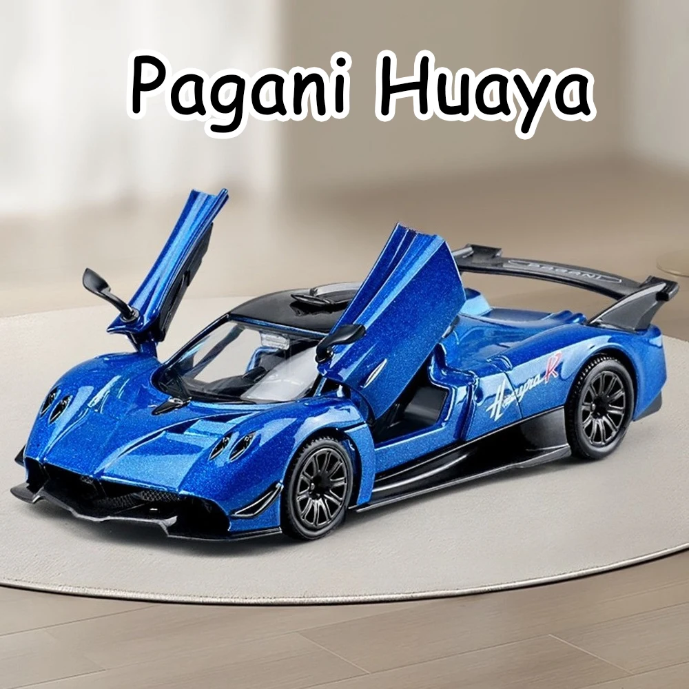 1:32 Pagani Huayra R Miniature Model BC Diecast Alloy Car Toy Sound Light Rear Wheel Return Force Doors Opened Cars Collect Gift