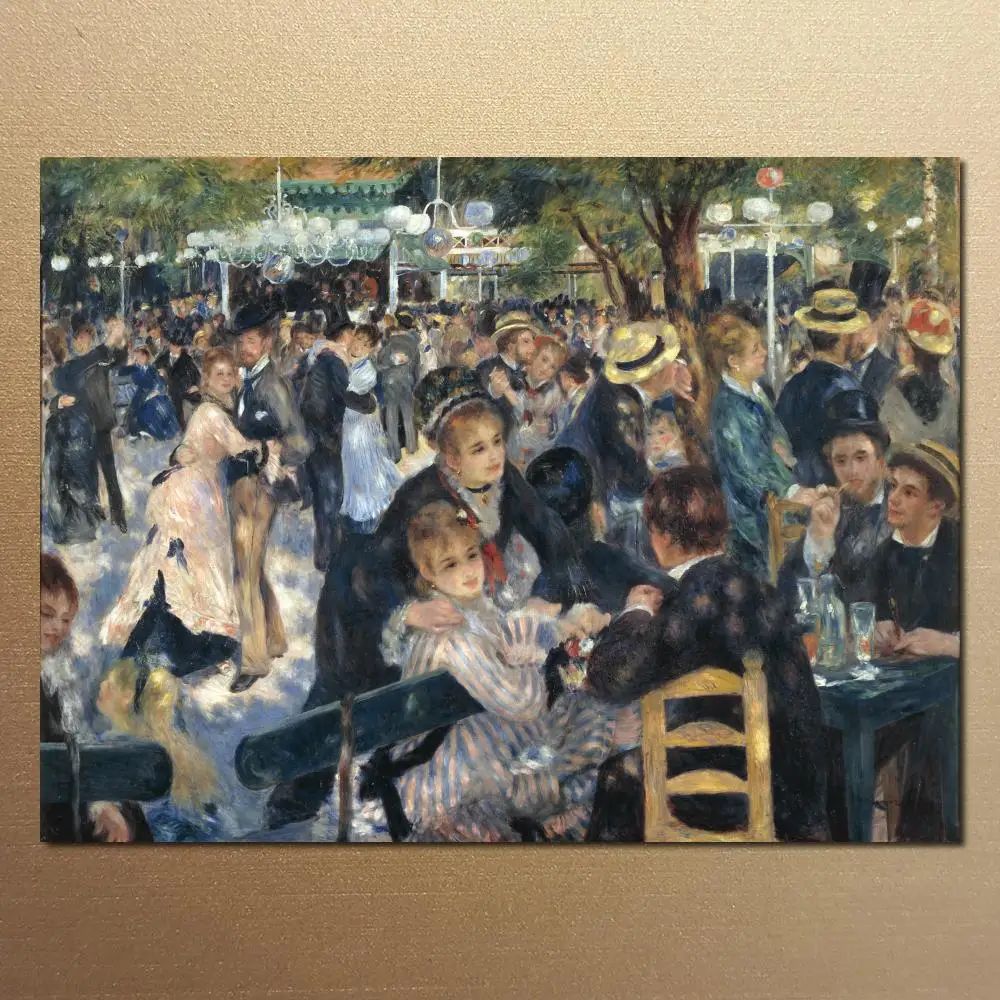 Impressionistische Leinwandkunst „Tanz im Moulin De La Galette“ von Pierre Auguste Renoir, Gemälde für das Wohnzimmer, handgemalt, hohe Qualität