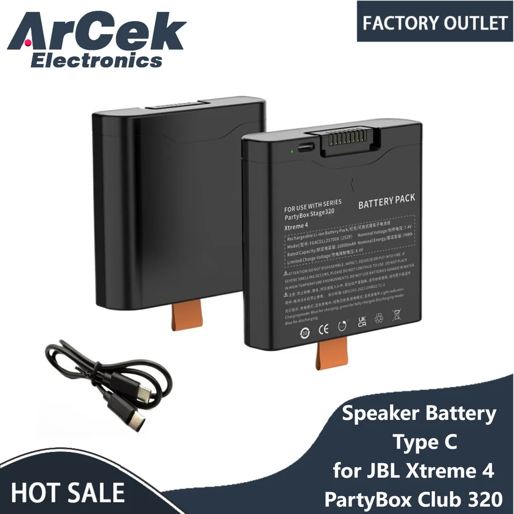 NEW Speaker Battery Type C FG4CELL21700X for JBL Xtreme 4 PartyBox Club 320 68Wh Battery 400 Wireless Bluetooth Battery