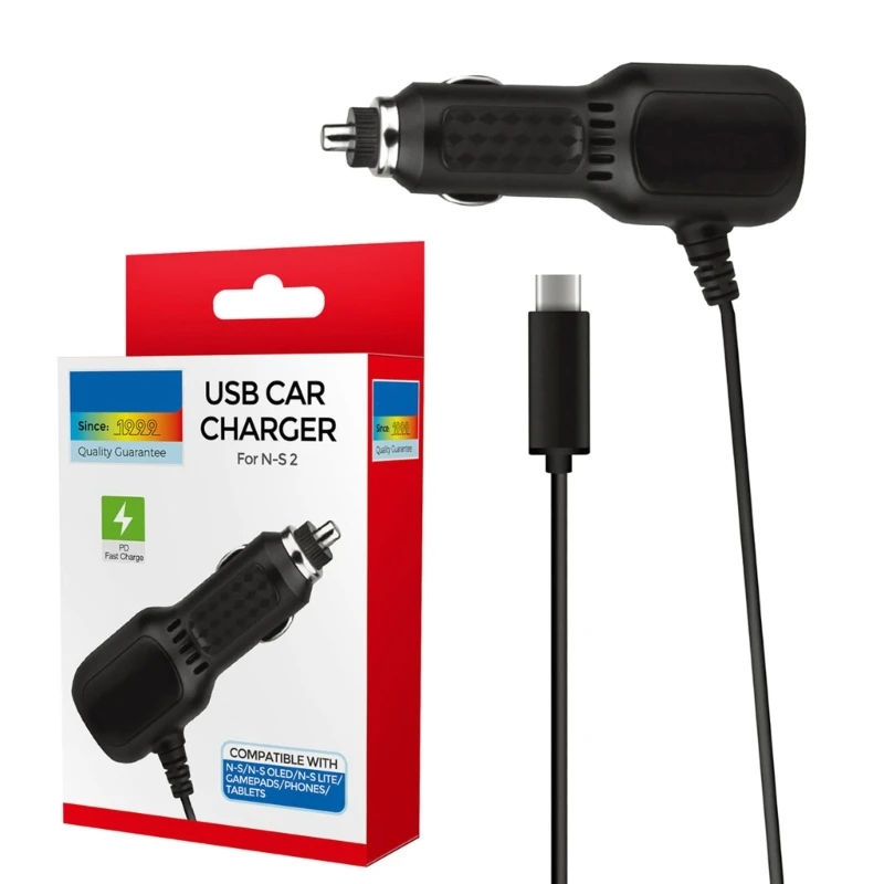 

A2BF Charging Cord Black Gaming Accessory for NS2/OLED Car Charging Adapter