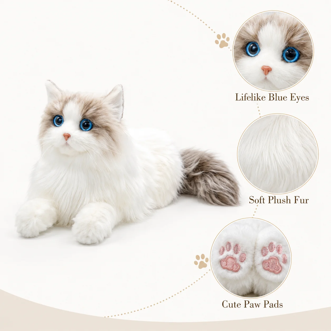 Lebensechte Plüsch Spielzeug Katze Weiche Simulation Katze Puppe Kinder Geschenk Ältere Begleiter Komfort Nette Haustier Modellierung Puppe – Detail 1