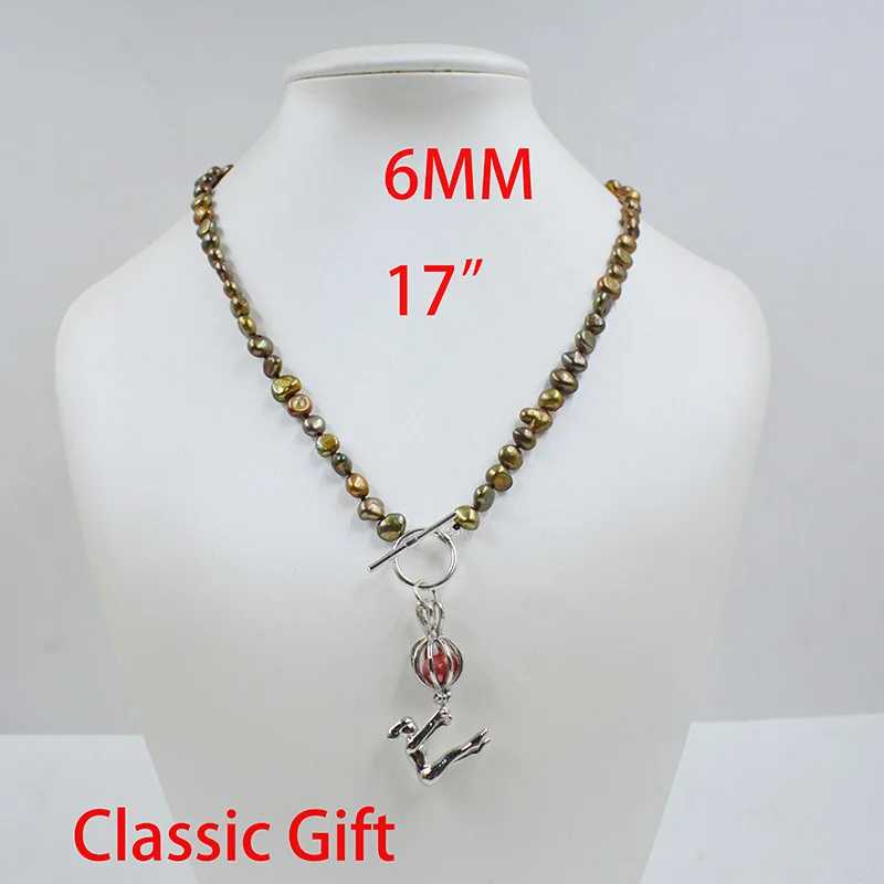 6mm Natural Gray Tahiti Baroque Pearl Necklace  45CM