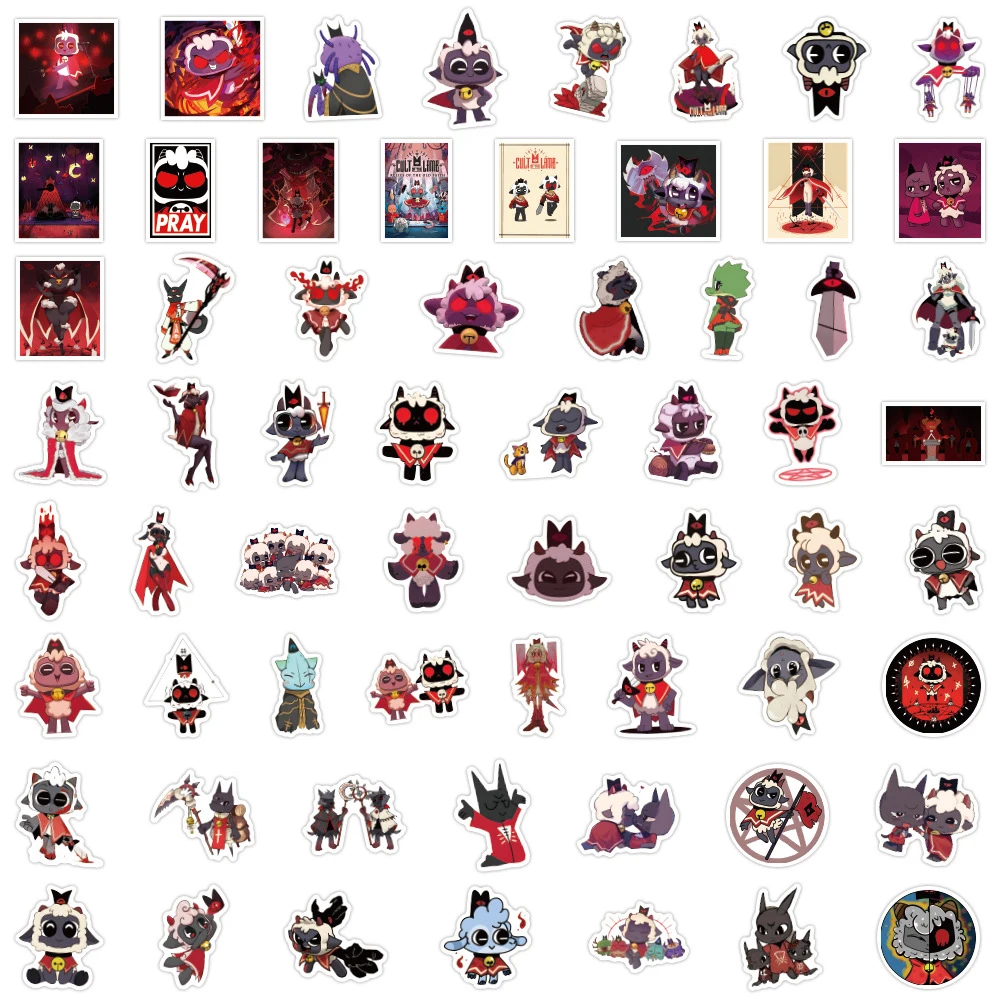 10/30/50/120pcs Cute Anime Cult of The Lamb Stickers Funny Cartoon decalcomania impermeabile telefono fai da te chitarra Kid Sticker divertente