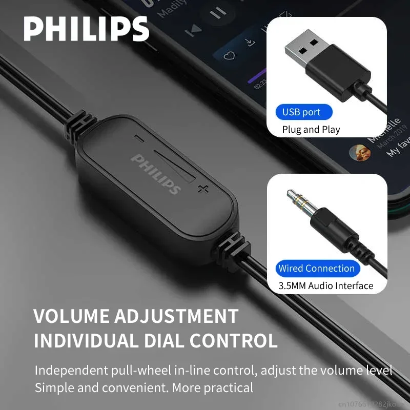 Philips SPA2209 Wired Speakers 3.5mm Audio Cable HiFi Stereo Mini USB Power Supply Loudspeaker Box for Computer Mobile Phone