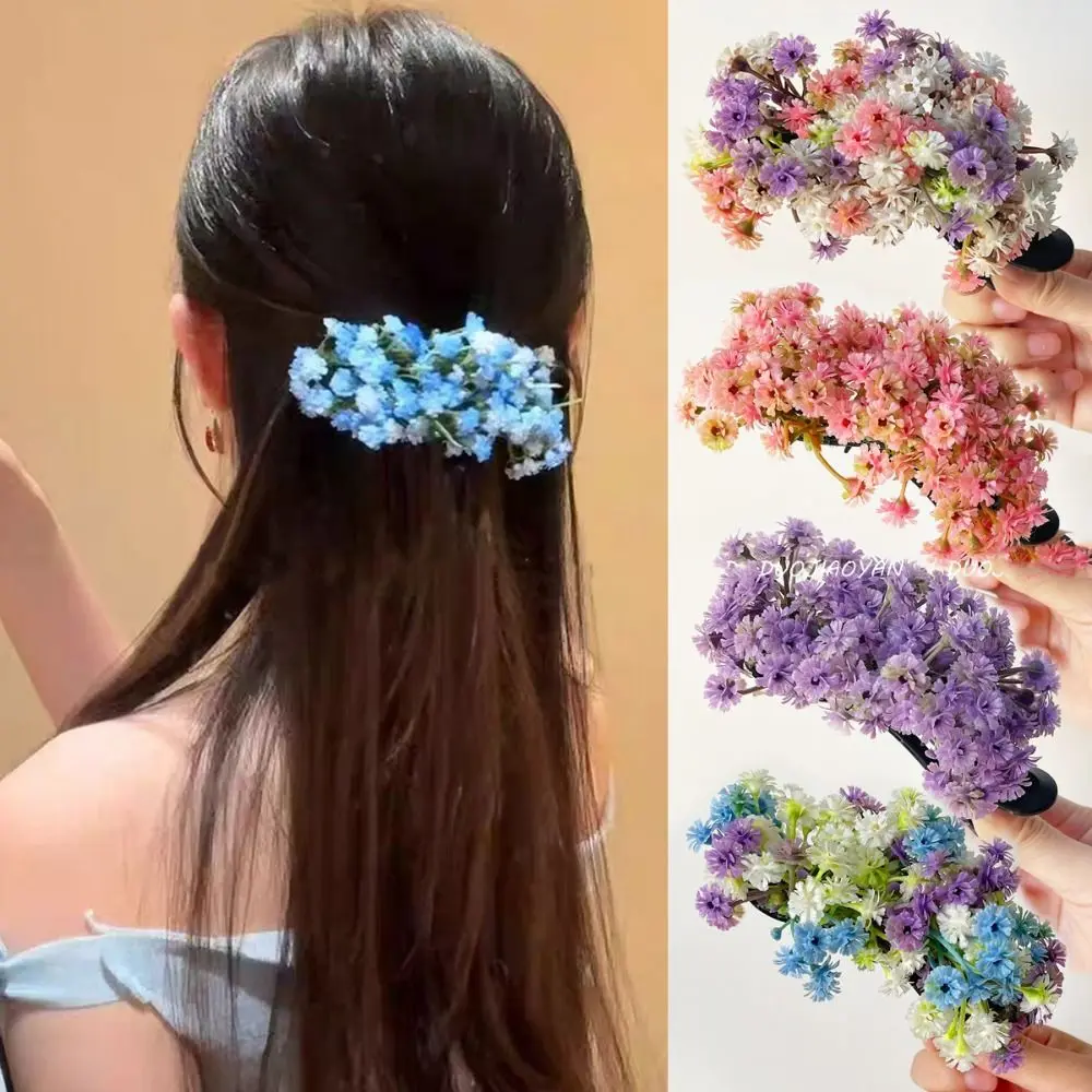 

Vintage Sweet Starry Sky Flower Hair Clip Bohemian Simulation Flower Thai Hairpin Fairy Elegant Floral Side Clip Female