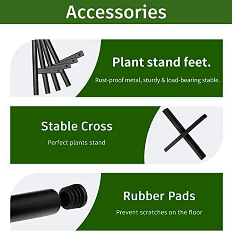 ABHZ-حامل وعاء النبات المعدني الأسود حامل النبات عرض قابل للتعديل للمنزل رف النبات ديكور المنزل #5