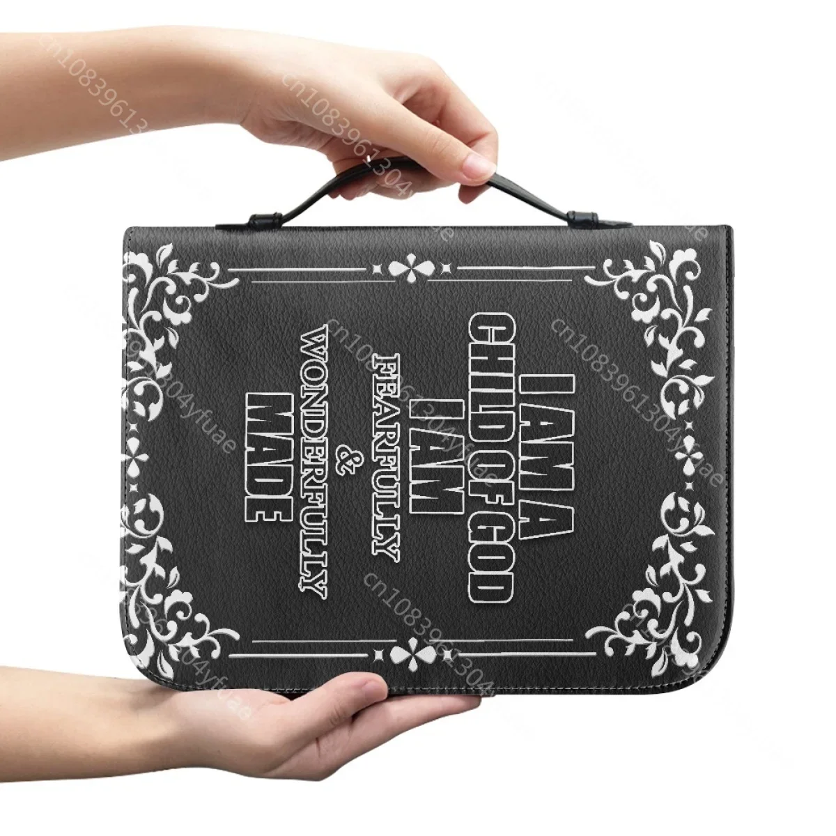 Classic Leather Bible Hymns Print Handbags for Women Zippered Handle Carrying Case Hot Bible Study Book Holy Storage Boxes