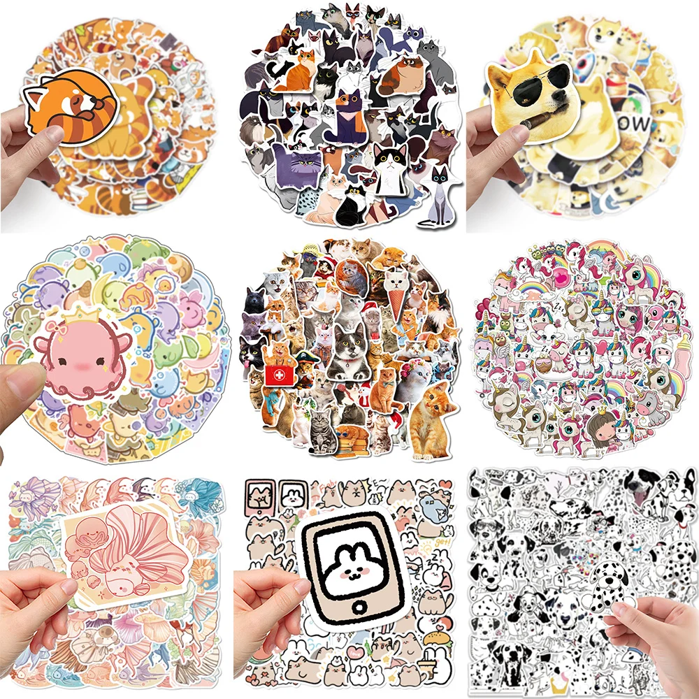 10/30/50PCS Cartoon Animal Stickers Series Creative Ornamental Fish Graffiti Luggage Laptop Helmet Notebook Decoration Wholesale