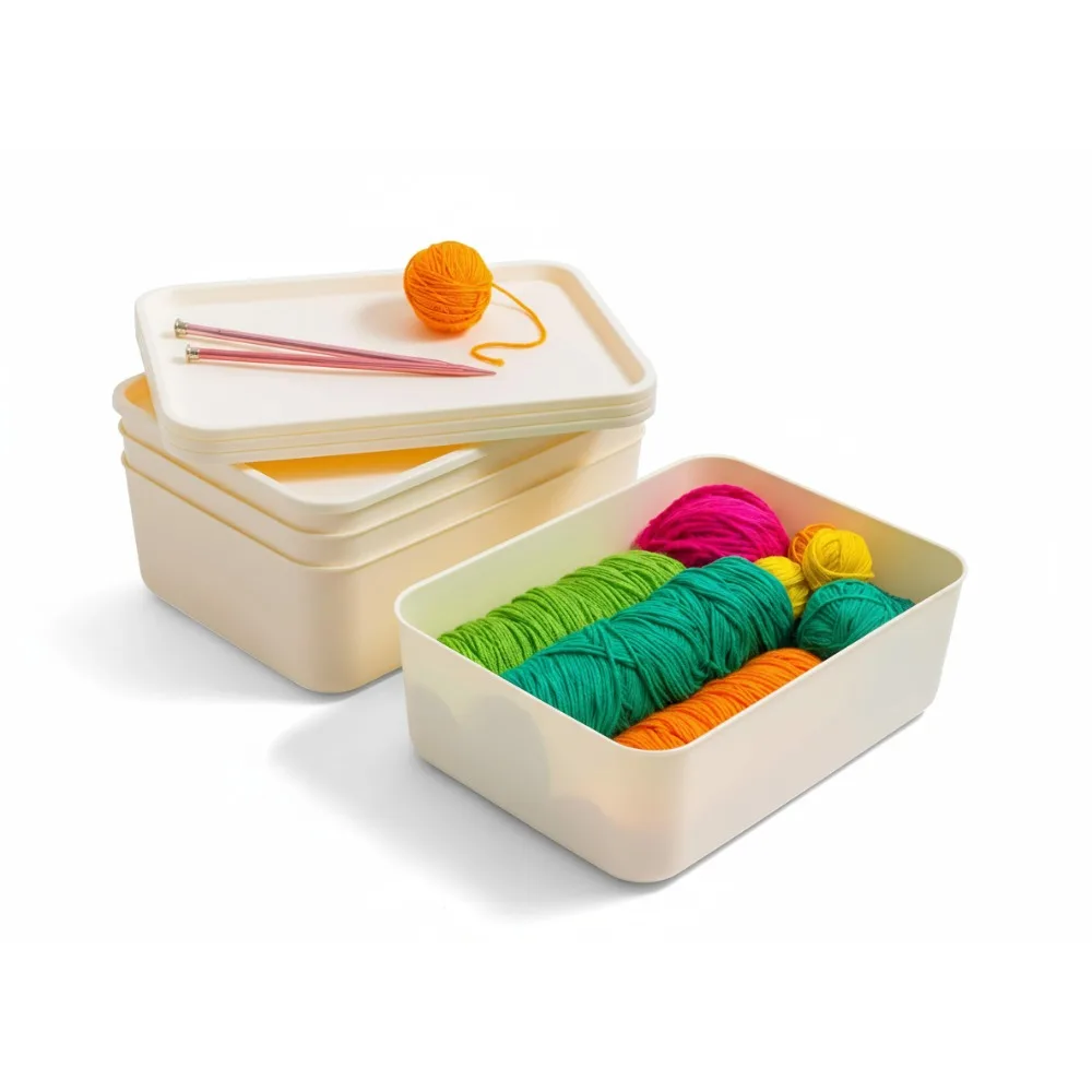 

15 Qt штабелируемые пластиковые контейнеры для хранения с крышками, органайзер из 4 штук для кухни, ванной комнаты, спальни, белый цвет