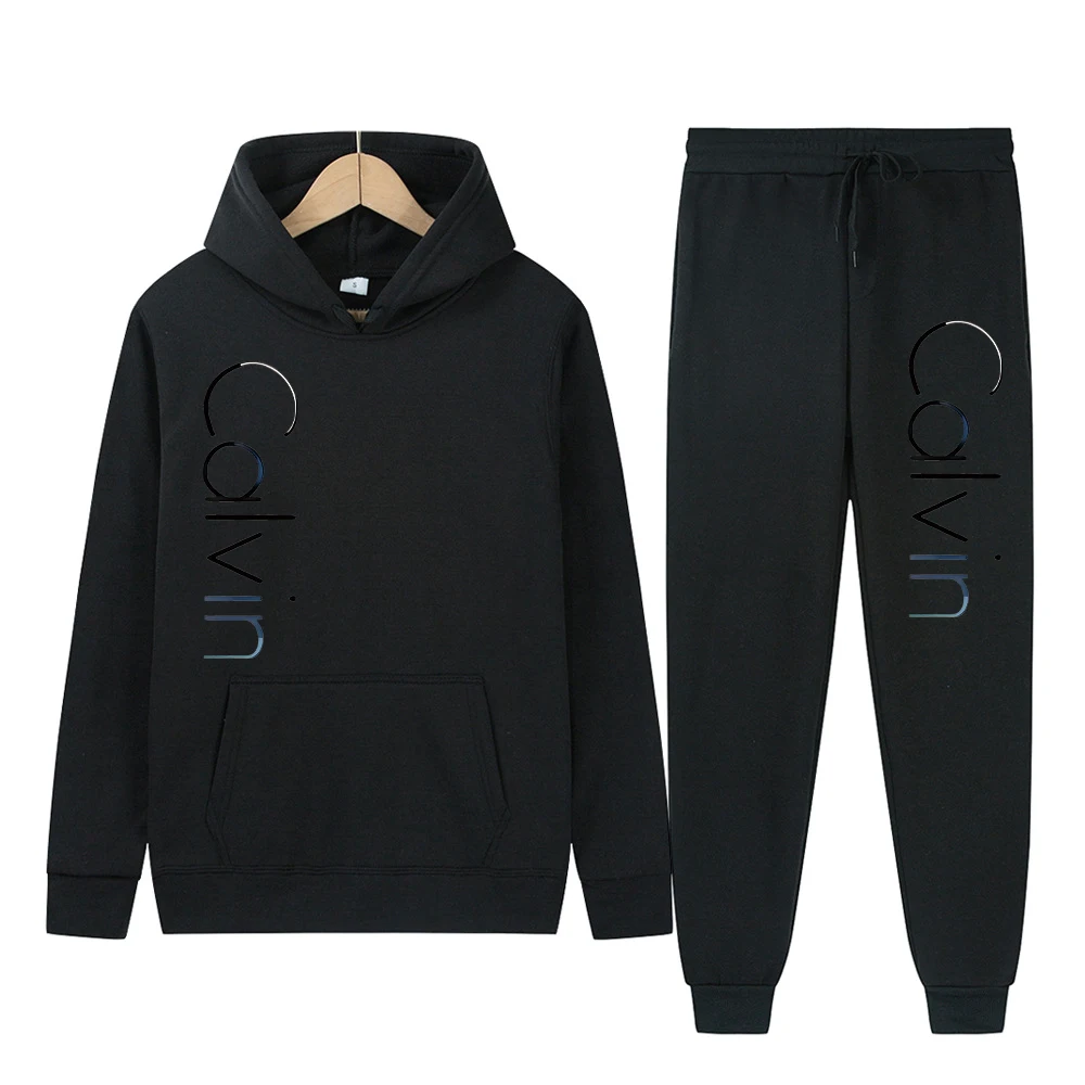 2025 autumn and winter men's casual velvet warm zipper sports trousers set