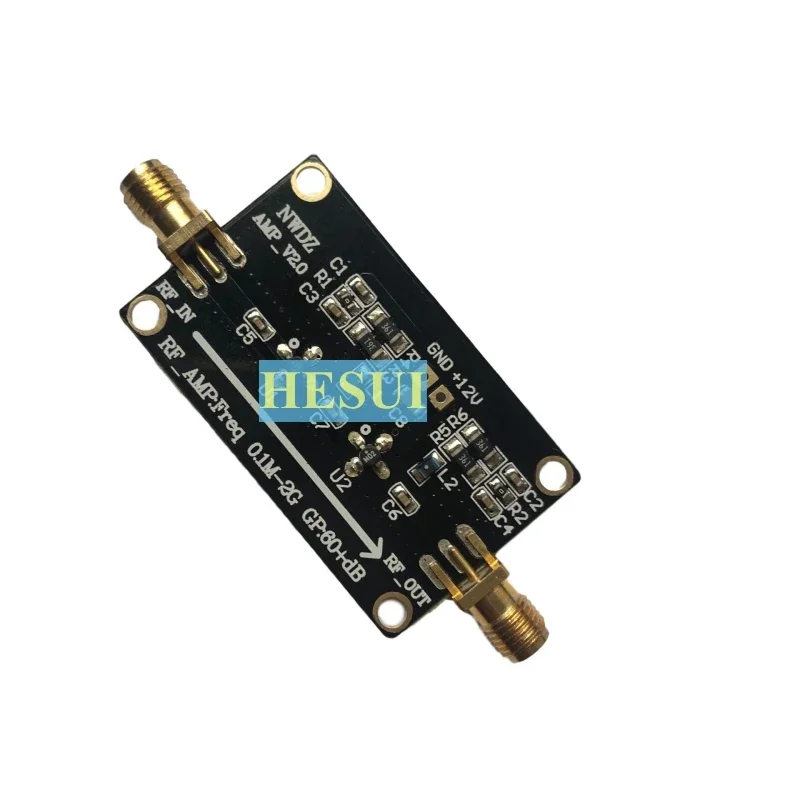 10mW Q gain 60dB 100KHz- 2GHz Amplifier Broadband RF Low noise amplifier LNA module board two-stage amplification