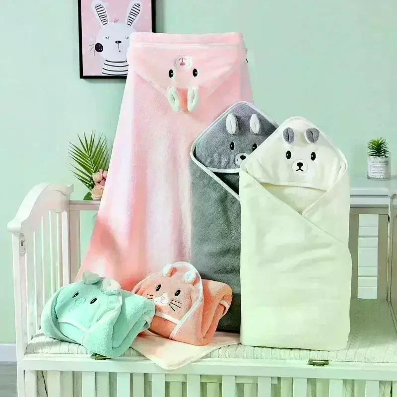 Toallas de baño con capucha de animales de dibujos animados para bebé, albornoz para niño pequeño, manta envolvente para dormir cálida para niños y niñas, manta de toalla suave para recién nacidos
