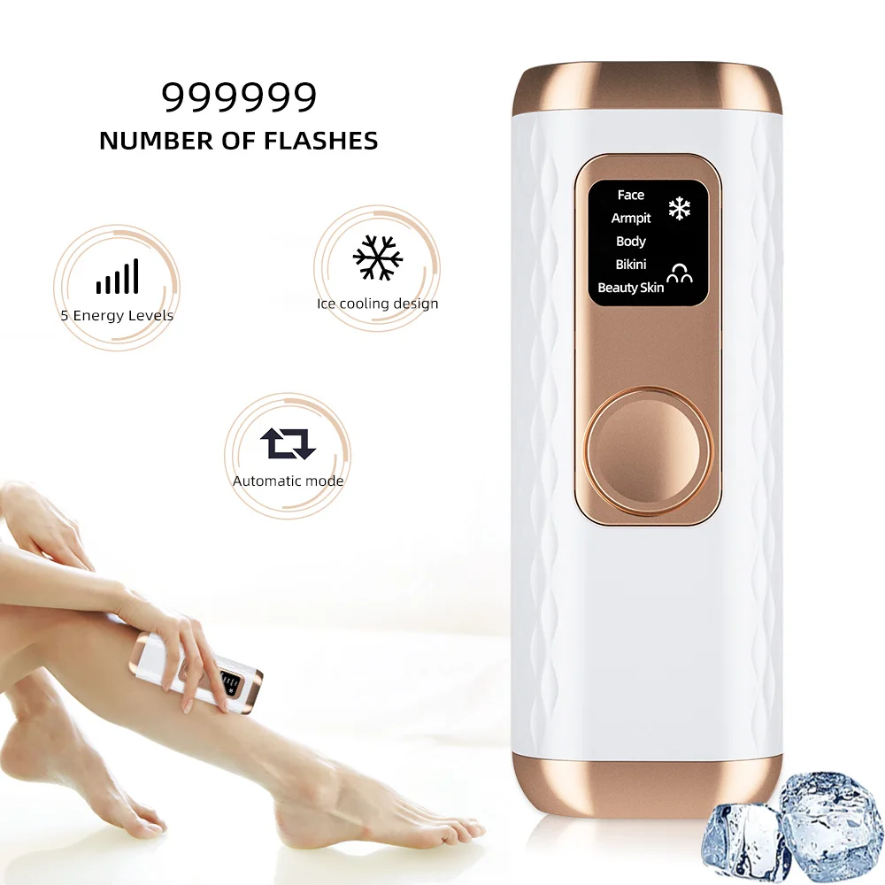 أفضل إزالة الشعر على الإبط والذراع بيكيني تبريد الثلج محمول غير مؤلم دائم 999999   آلة إزالة الشعر Ipl غير المؤلمة