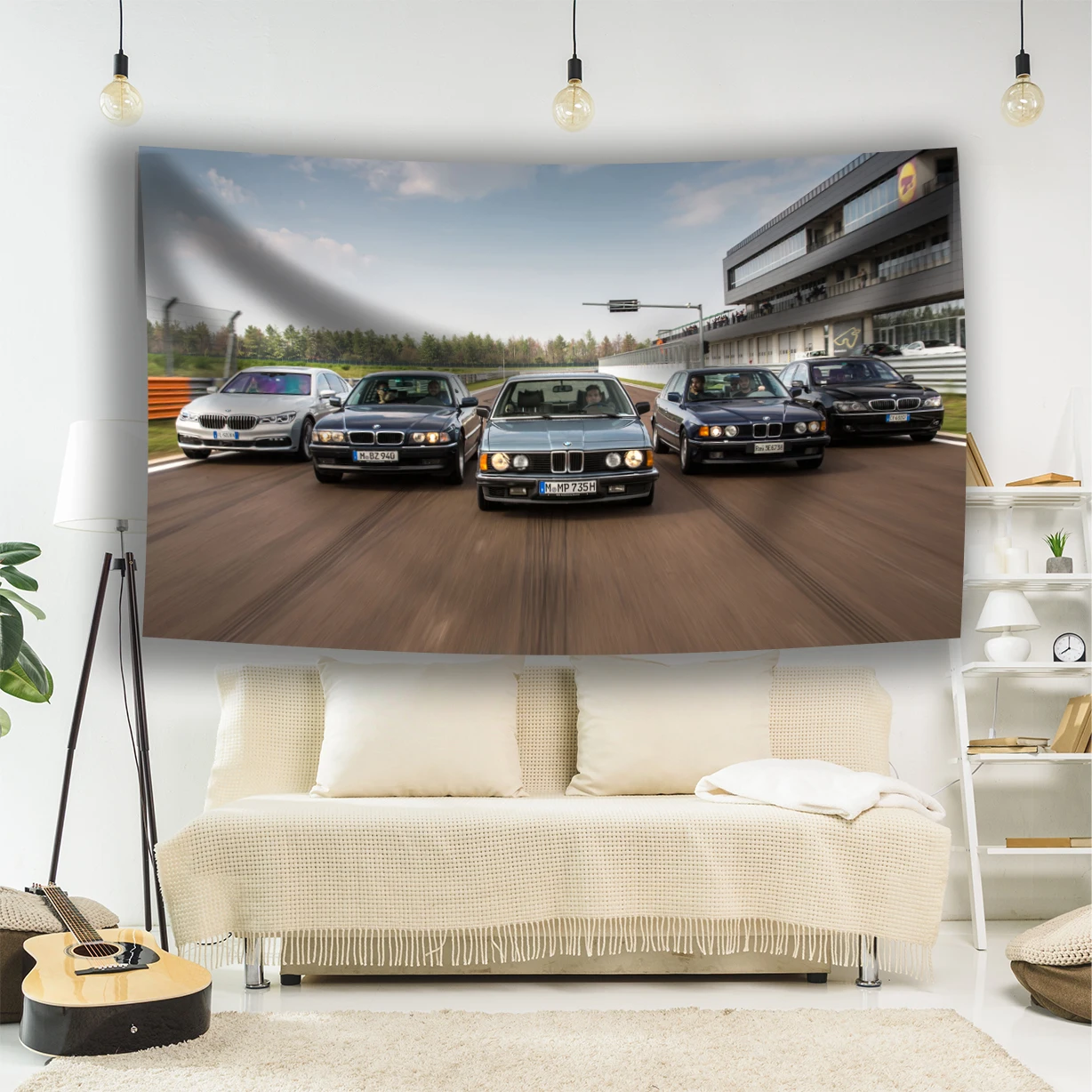 

IM Car Tapestry Banner Racing Garage Club Room Wall Hanging Decoration