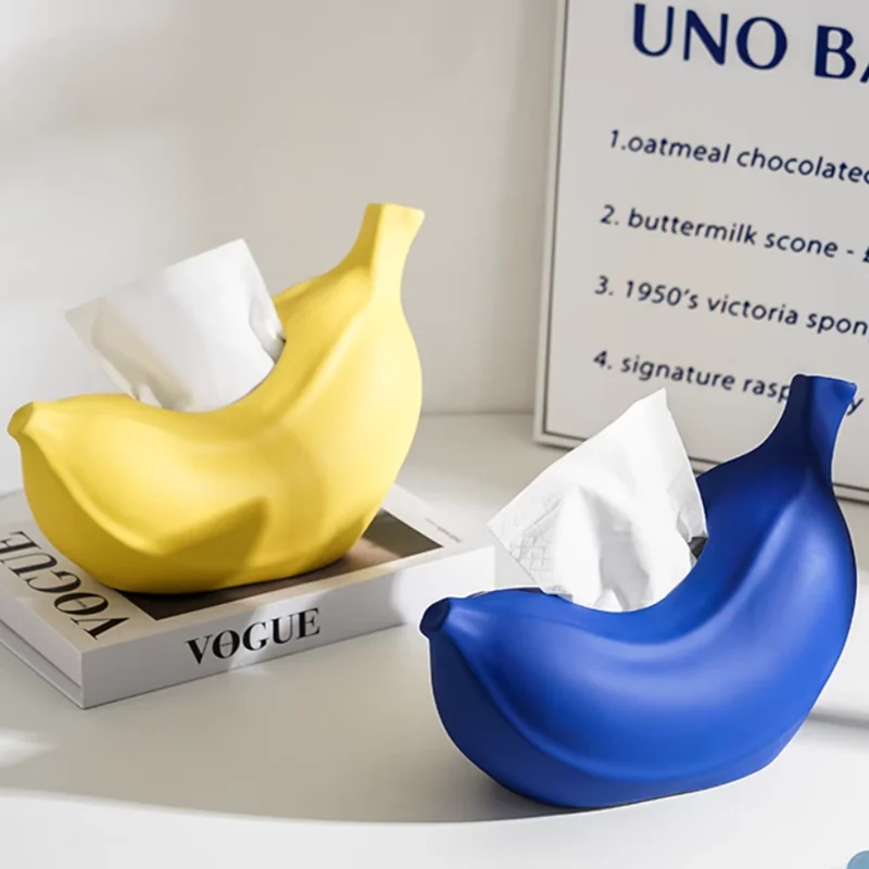 Ceramic Creative Banana Tissue Box, Living Room Home Decoration, Coffee Table, Dopamine Storage Tray, Anti Anxiety Ornament