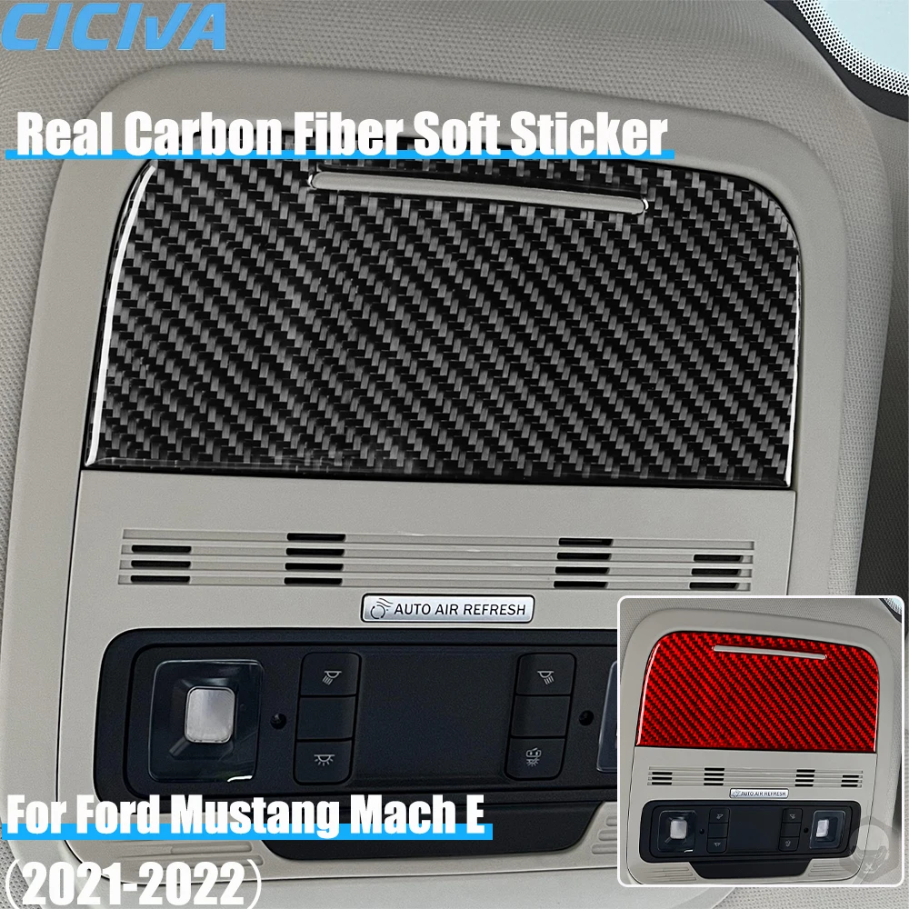 Real Carbon Fiber Car Accessories Glasses Case Panel Decorative Trim Cover Soft Sticker For Ford Mustang Mach E 2021 2022