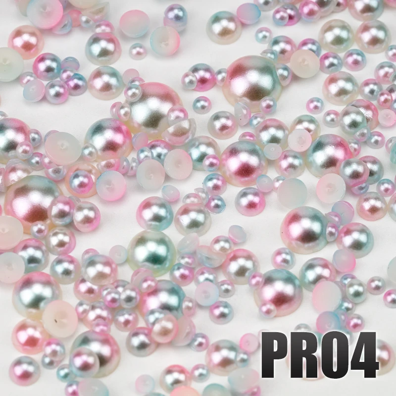 VDD 200g Großhandel, gemischte Größen 3-10mm, Meerjungfrauenfarbe, ABS-Imitationsperlen, halbrunde Flachrückseite, Perlen für Bastelarbeiten, DIY, Nagelkunst-Zubehör – Detail 6