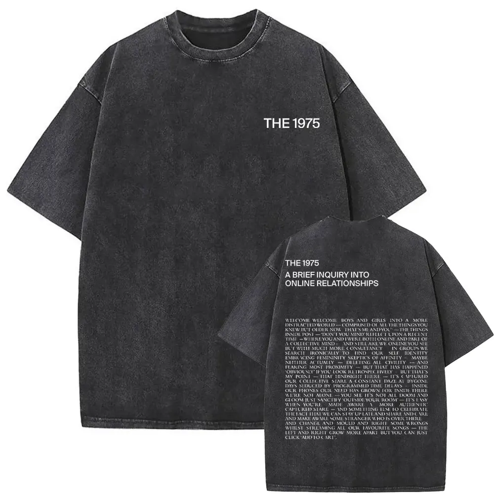 Washed Vintage The 1975 Double Sided Print Tshirt I Hate Matty Healy Graphic T-shirt Men Women Hip Hop Gothic Rock Streetwear