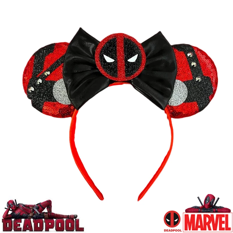 

Disney Deadpool Headbands for Girls Anti-hero Wade Winston Wilson Hair Accessories Women Marvel Ears Hairband Kids Festival Gift